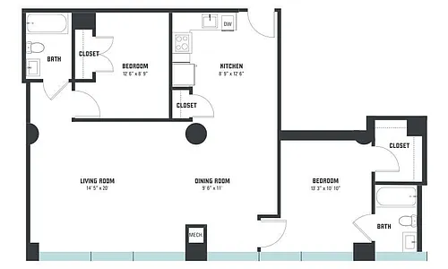 Floor plan B8 Two Bedroom