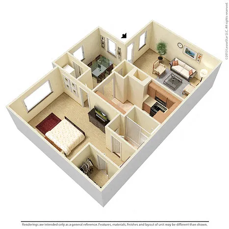 Floor plan 1 bed 1bath
