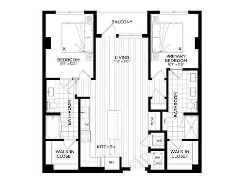 Floor plan 2 Bed/2 Bath-B1