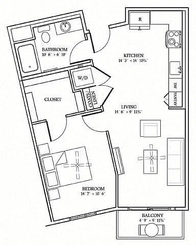 Floor plan ONE BEDROOM 2