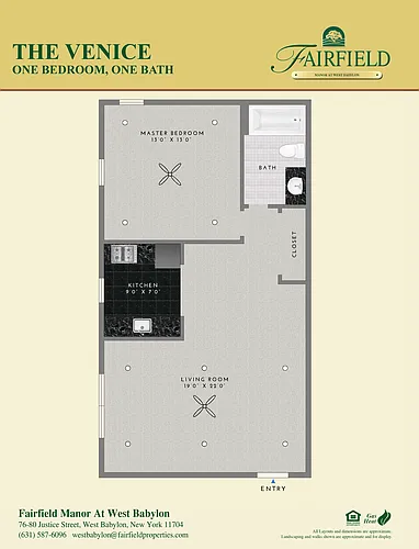 Floor plan Venice One Bedroom