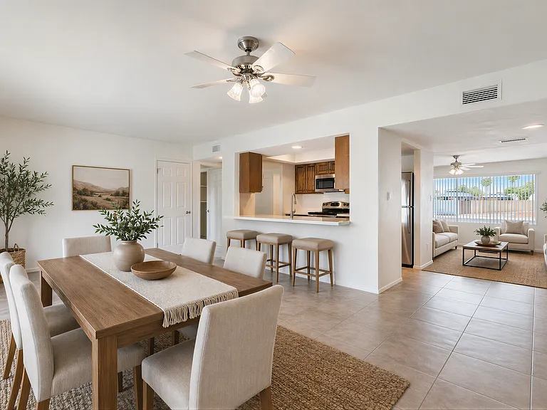 Dining Room: virtually staged for inspiration _ home is offered unfurnished