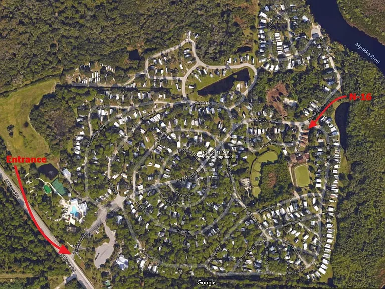 Satellite View of Resort (N-16 at right side of map)