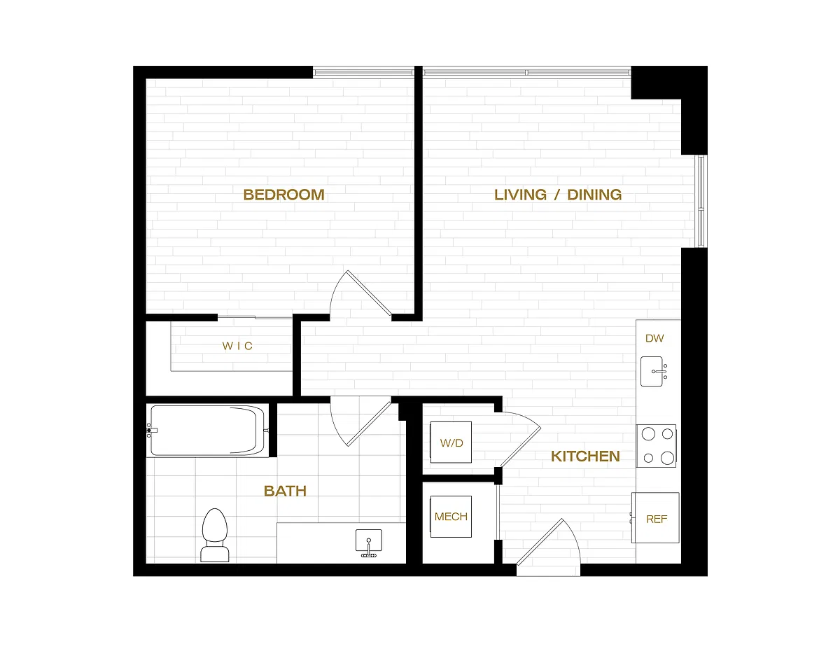Floor plan 1 Bed/1 Bath-A1