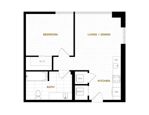 Floor plan 1 Bed/1 Bath-A1