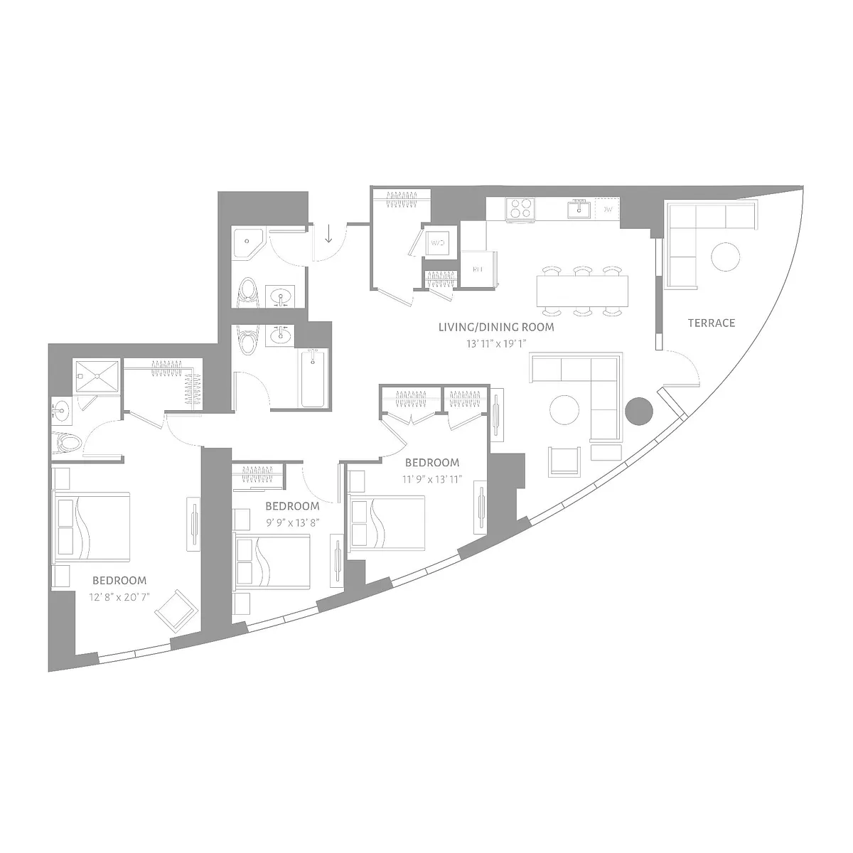 Floor plan ELLIPSE - 3 Bedroom Three Bathrooms