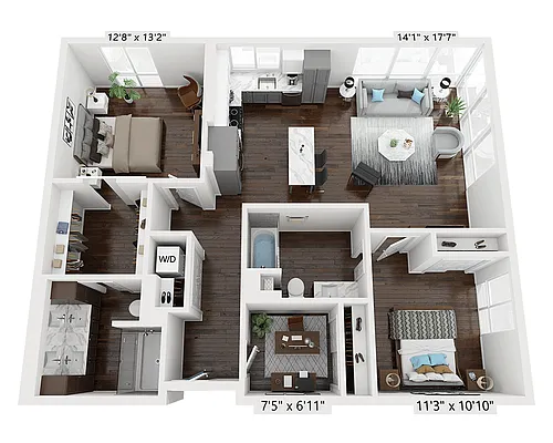 Floor plan Two Bedroom B2BD
