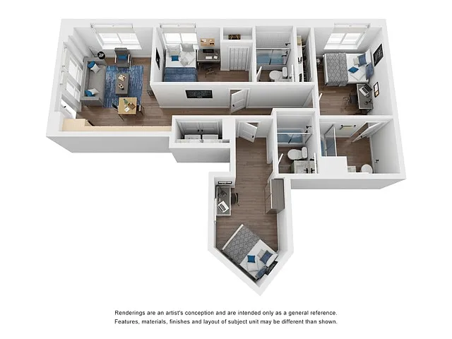 Floor plan Private Bed in a 3 Bed 3 Bath