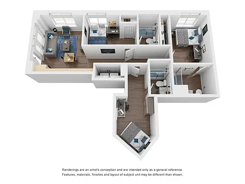Floor plan Private Bed in a 3 Bed 3 Bath