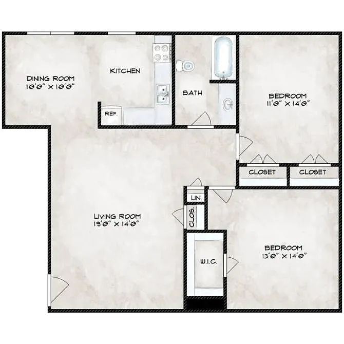 Floor plan Prospect Hill - 2 Bedroom