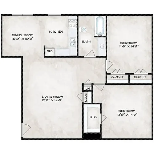 Floor plan Prospect Hill - 2 Bedroom