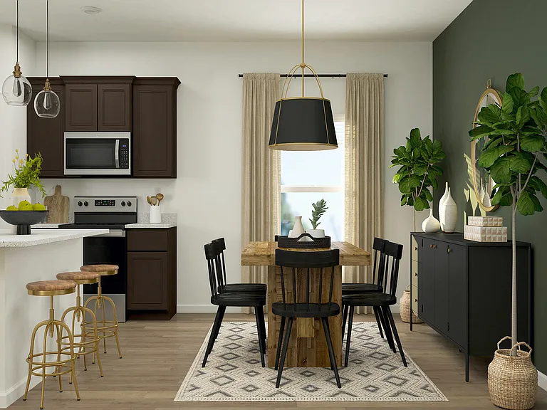 The kitchen and adjoining dining room.
