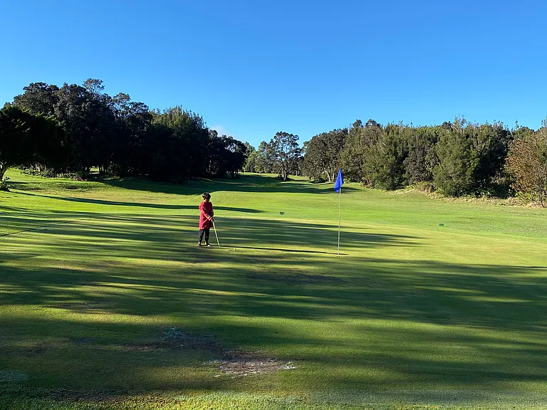 Forest path leads to the edge of holes 6 & 7.