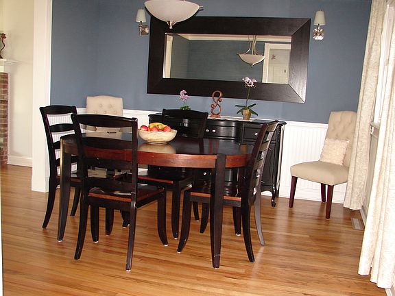Dining room with wainscoting & crown moulding