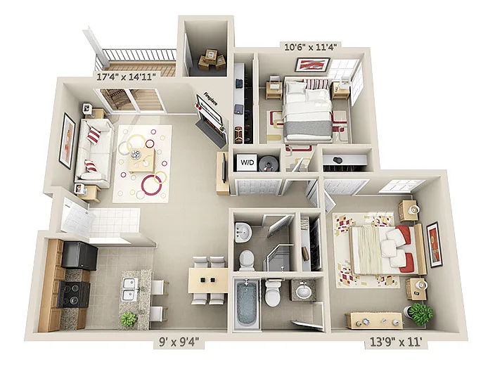 Floor plan 2 Bed 2 Bath