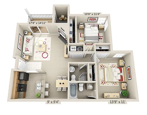 Floor plan 2 Bed 2 Bath
