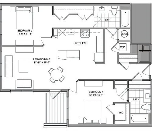 Floor plan 2 Bdrm Q