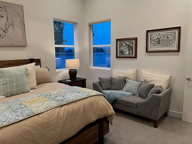 Primary bedroom and sitting area