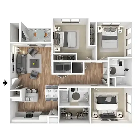 Floor plan 3 Bedroom 2 Bath