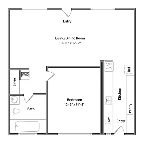 Floor plan 1x1 - Plan B
