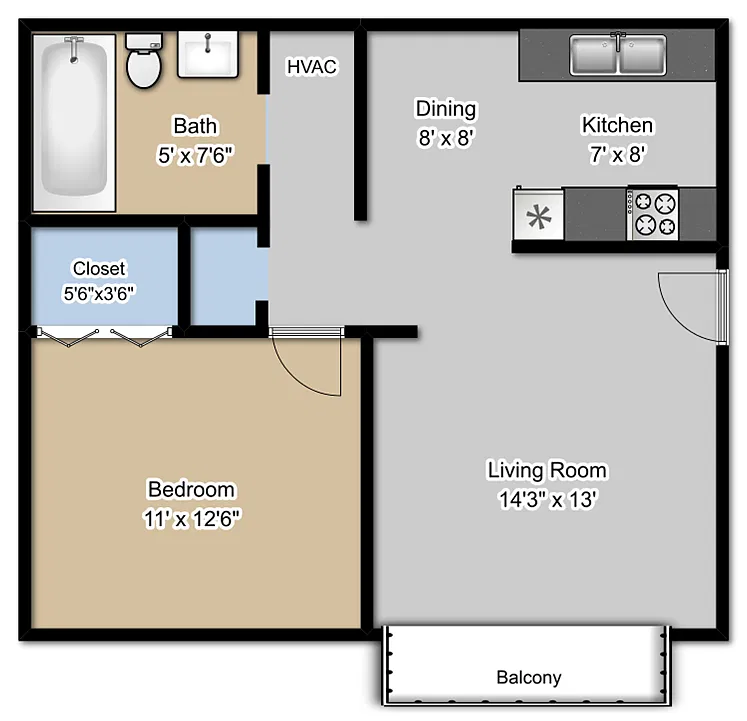 Floor plan One Bedroom