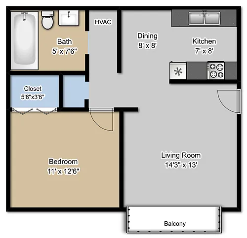 Floor plan One Bedroom