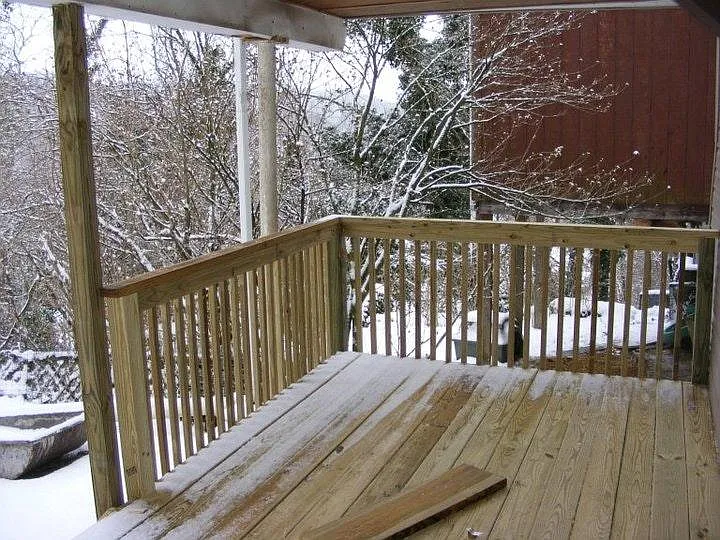 Backyard ground level deck
