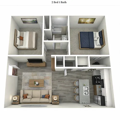 Floor plan 2 Bed 1 Bath