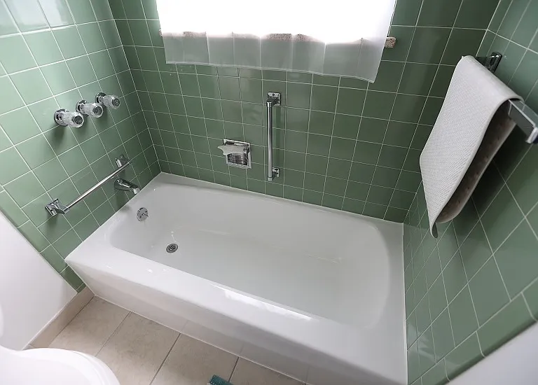 The full size tub with shower in the hall bath.