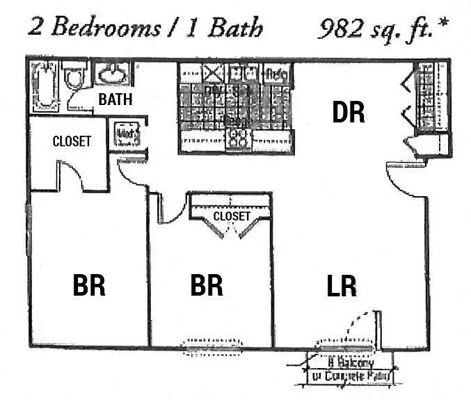 Floor plan 2 Bedrooms | 1 Bath