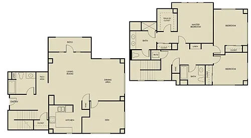 Floor plan 3 Bedroom + Den 3 Bathroom Townhome