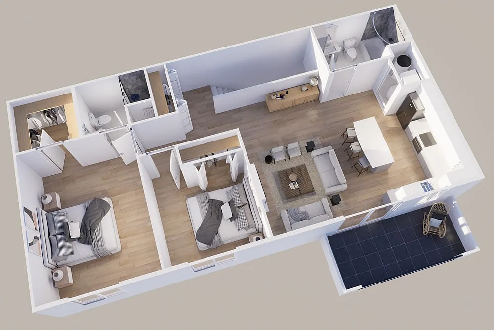 Floor plan Upper - Front View - 2 Stall