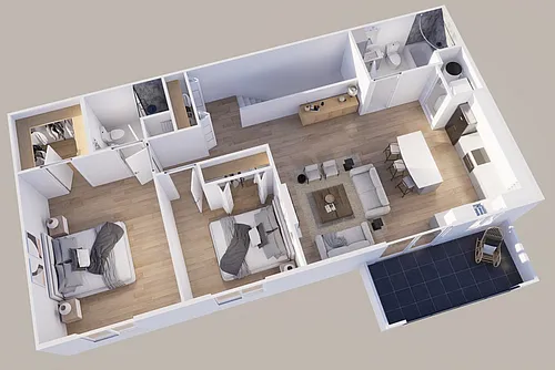 Floor plan Upper - Front View - 2 Stall