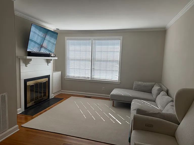 Den with gas fireplace