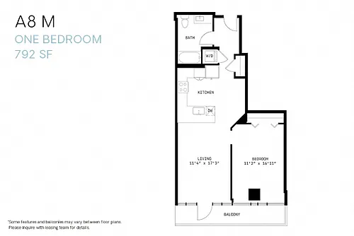 Floor plan One Bedroom A8m
