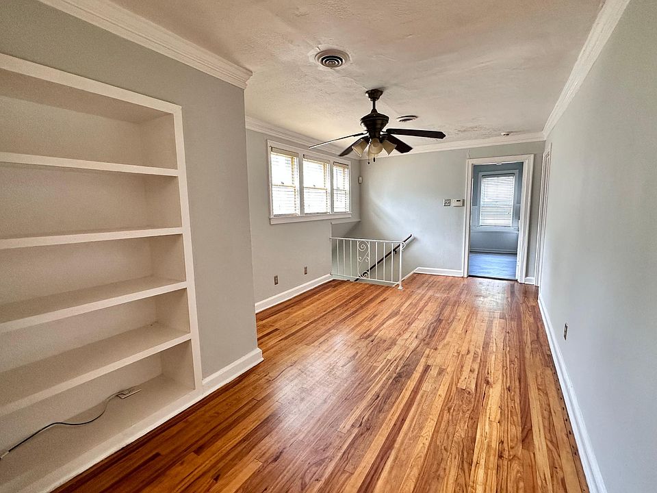 Living space with built-in bookcase