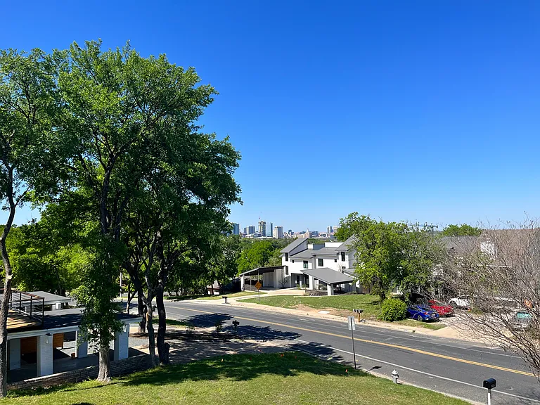 downtown skyline view from balcony