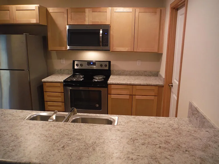 Open access to kitchen from the living areas.