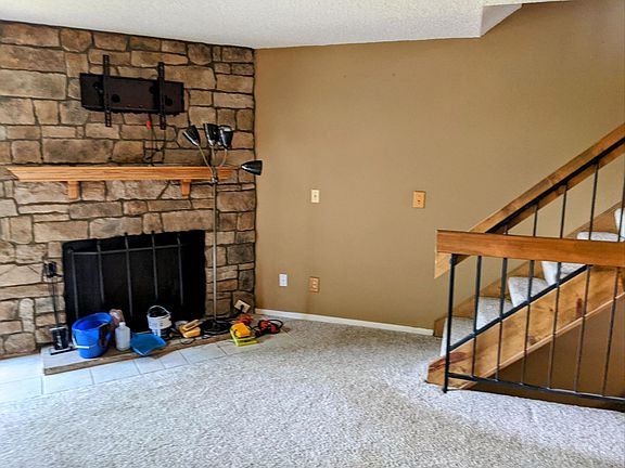 Wood Fireplace and stereo and surround sound hookups