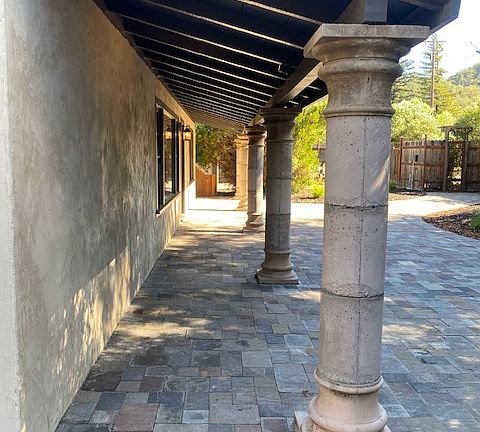 Covered porch and paver patio