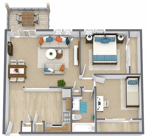Floor plan 2BR 1BA - Large