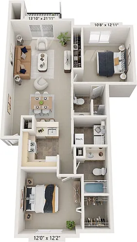 Floor plan Two Bedroom Traditional