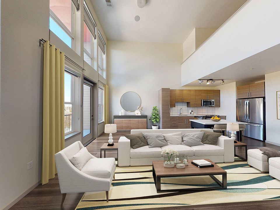Expansive one bedroom loft home with floor to ceiling windows