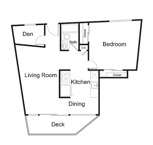 Floor plan 1 Bed 1 Bath 637