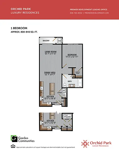 Floor plan $3.65/sq.ft. - One Bedroom