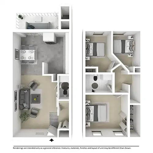 Floor plan 3 bedroom one and a half bath