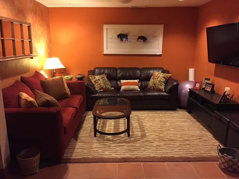 Family/TV room downstairs (now painted antique white)