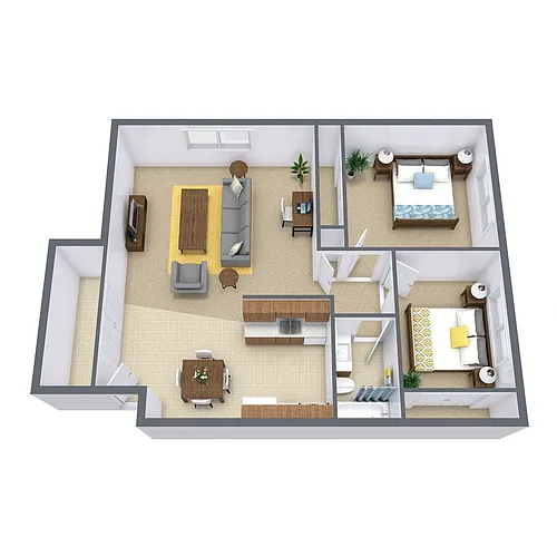 Floor plan Two Bedroom 21B