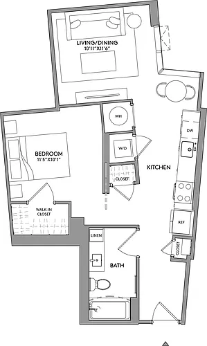 Floor plan Jr-1-Bed-1-Bath-A9