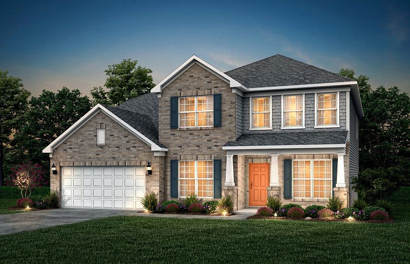 Riverton Exterior 8 features Brick, shakes, covered front porch and 2 car garage